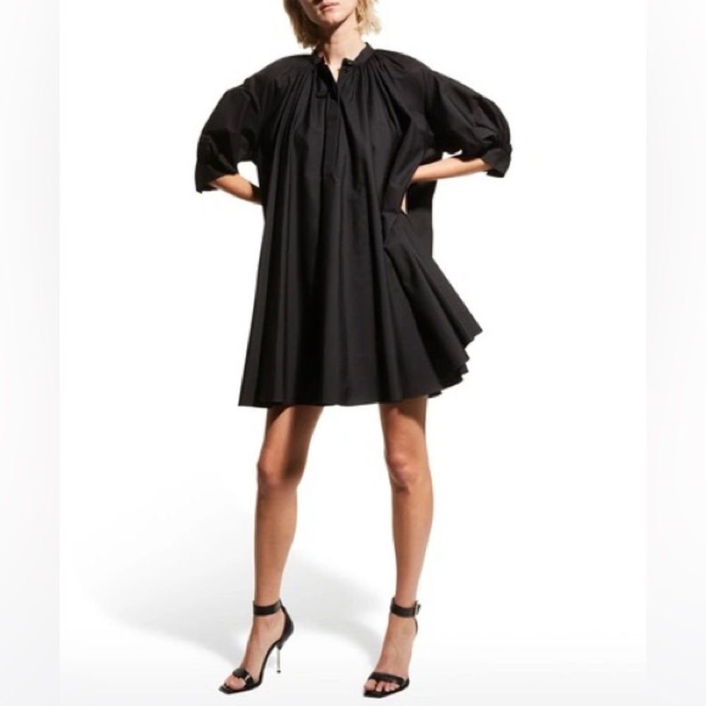 Alexander McQueen Elbow Puffy-Sleeve Trapeze Dress - Picture 2 of 12
